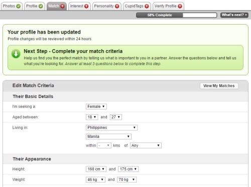 matches on Filipino Cupid