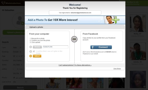 upload your profile picture on afrointroductions