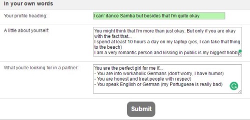 In your own words on Brazil Cupid