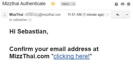 mizz thai verification email