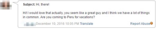 mesage from peruvian girl