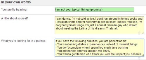 in your own words on latinamericancupid.com