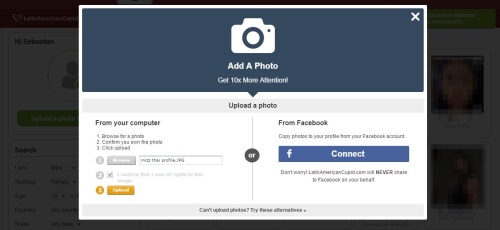 upload profile picture on latin american cupid