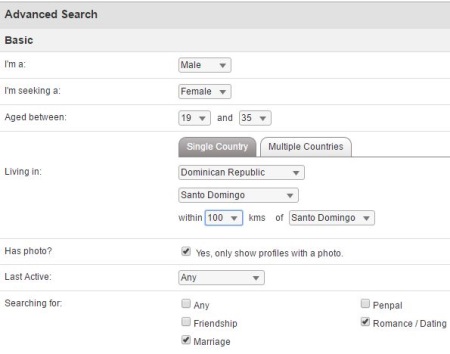 advanced search on dominican cupid