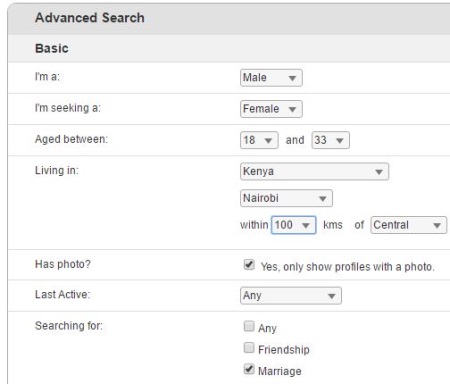 kenyancupid.com advanced search function