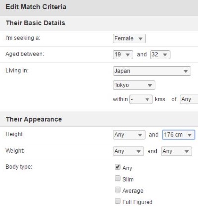 matchmaking algorithm on Japancupid.com