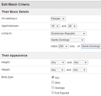 match criteria on Dominican Cupid