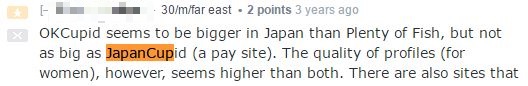 reddit about Japancupid.com