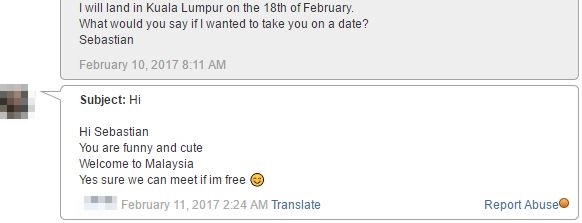 message from Chinese Malaysian girl