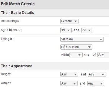 Edit Match Criteria Vietnamcupid