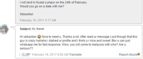 message from malaysian woman