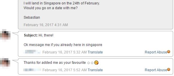 message from singaporean woman