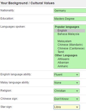 background of western man on malaysiancupid