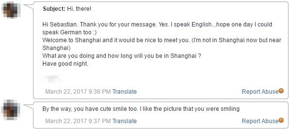 reply from girl in Shanghai