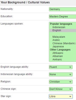 values on Indonesian dating site