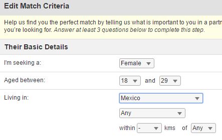 edit match criteria on mexicancupid.com