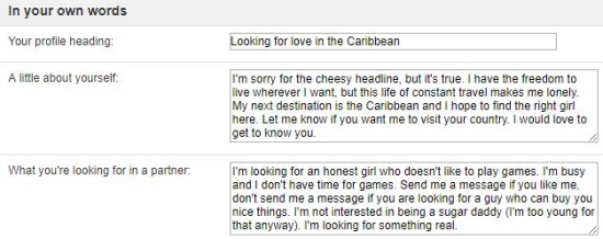 profile on Caribbeancupid.com