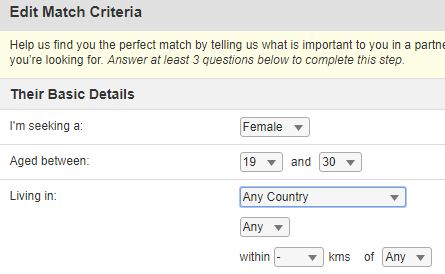 edit match criteria on muslima