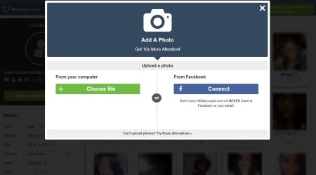 upload profile on military cupid